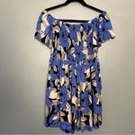 Free People  Louise Smocked Mini Dress in Blue Combo Revolve Women’s Small Photo 1