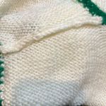 Handmade Vintage Probably 1970s Hand Knit Heavy White Vest With Green Deer and Pine Tree Photo 14