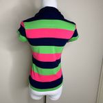 Girl Power Y2k Baby Tee Polo Stripe Pink Lime Green Blue Sz XS Photo 1