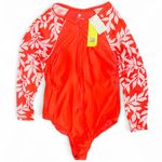 All In Motion  Red and White Leaf Print Wonen’s Swimsuit Wetsuit Photo 5