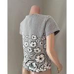 Maeve  Anthropologie Floral Embroidered Blouse Shirt White Black Knitted Trim #29 Photo 6