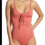 NWT Tavik ‘Monahan’ Lace Up One Piece Swimsuit Red Size M Photo 0