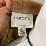 Harold's Faux Suede Knit Jacket Faux Fur Collar Acrylic Polyester size Small tan Photo 1