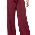 Valentino Garavani Valentino Silk Palazzo Vintage Tie Wide Trousers maroon Burgundy Belt Pants Designer Sz EU 44- USA 10 Photo 0