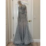 Mac Duggal NEW  Embroidered Applique Feathered One Shoulder Trumpet Gown Size 16 Photo 7