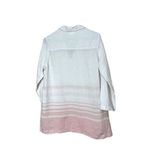 Sigrid Olsen  Pink/White Linen V-Neck Collared Shirt Size‎ M Photo 5