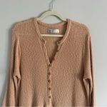 Free People  Beach Blossom mini Dress Henley ribbed boho cottage core peach Sz S Photo 6