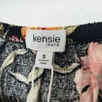 Kensie Linen Blend Tropical Floral Short Sleeve Blouse Black Multi Size S NWT Photo 1