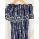 Japna  Striped Ruffle Off Shoulder Wide Leg Jumpsuit Size Medium Photo 2
