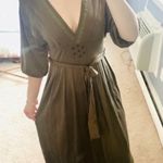 Anthropologie Anthro burning torch olive tie waist midi dress Photo 3