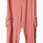 Anthropologie  Pilcro Rust Linen‎ Blend High Rise Relaxed Leg Cargo Pant Sz 32 Photo 0