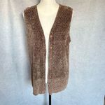 Eileen Fisher Vintage Unisex M/L Brown Chenille Knit Sweater Vest V-Neck Photo 2