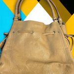 Cole Haan  Beige Pebbled Leather Shoulder Bag Purse Bucket Drawstring Photo 0