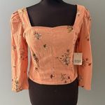 ANA Milkmaid Top Womens Small Orange Floral Crop Boho Festival Babydoll New Photo 0