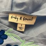 Gaby & Gracie Embroidered Boho Peasant Midi Dress S Flutter Sleeve Tiered Blue Photo 2