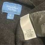 Simply Vera, Vera Wang Simply Vera Vera Wang Grey Knit Black Sequin FrontV Neck Cardigan Size Medium Photo 4