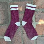 Burgundy White Stripe School Girl Socks Purple Photo 0