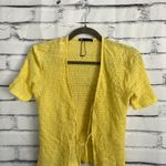 ZARA  Yellow Textured Knit Tie Front Cardigan Women’s Small Short Sleeve Crop Y2K Photo 4