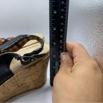 Crocs  A-Leigh Black Leather Slingback Cork Wedge Sandals size 10 Photo 2