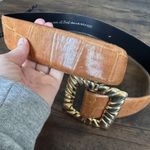 Vintage A. Brod Genuine Leather Wide Patterned Belt Size Large Made in the USA Tan Photo 14