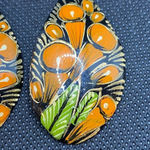 Vintage 1960’s floral hand painted earrings Orange Photo 2