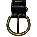 None Vintage Y2K Size M Black Leather Round Solid Brass Buckle Belt Photo 3