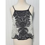 Free People ‎ Black White Print Sleeveless Tank Top Button Side Tie Back Medium Photo 8