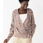 Nine West π¦ NWT Orange Blue Marled V-Neck Wrap Sweater Medium Photo 0