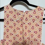 Side Cutout Pink Orange Patterned Women's Dress Ruffled Lined Size Medium Photo 4