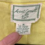 April Cornell Quilted Jacket Medium Yellow Blue Applique Oversized Cottagecore Photo 2
