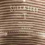 American Eagle Soft & Sexy Long Sleeve Tee Shirt Stripes Cut Outs Pink Small Photo 2