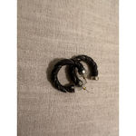 Brown leather Twisted Hoop Earrings One Size Photo 6