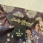 Lucky Brand Blue Cream Embellished Long Sleeve Blouse Photo 4