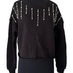 Francesca’s black crewneck sweatshirt with pearl detail Black Photo 0