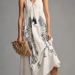 Anthropologie Farm Rio Embroidered Halter Maxi Dress Tassel Ties Photo 0