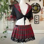 Dreams Lingerie School Girl Micro Lace Pleated Plaid Skirt Sheer Mesh Top OS Size undefined Photo 7