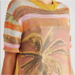 Free People Ibiza Swit Knit Short Sleeve Crochet Palm Tree Striped Tee Shirt Top Photo 2