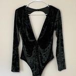 Victoria's Secret NWT  Black Velvet Long Sleeve Thong Bodysuit Size M/L Photo 2