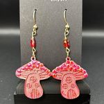 Handmade Red & Orange Cotton Mushroom Earrings Photo 0