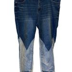 Eloquii  Two Tone Raw Step Up Hem Jeans Photo 1
