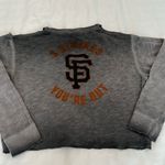 PINK - Victoria's Secret Victorias Secret SF giants szM distressed cropped cold shoulder sweatshirt EUC Photo 2