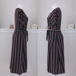 Spirit of Grace Dress Striped Navy Belted Midi Split V Photo 3