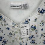 Fashion Bug  blouse women's 18/20W henley short sleeve white blue floral cottage Photo 5