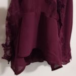 Giddy Up Glamour  M Sleeveless Cutwork Lace Front Layered Swing Top in Maroon Photo 8