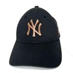 New York Yankees Women's Metallic Rose Gold New Era 9Forty Strap Back Hat Cap Black Photo 0