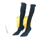 Christian Louboutin 80 Sock Knee-High Boots Black Metallic Stretch Knit EU 37 Photo 1