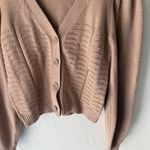 Philosophy Sweater Medium Pink Puff Sleeve Button Cardigan Knit Preppy Coquette Photo 2