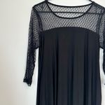 Nina Leonard  Mesh Yoke Trapeze Black Dress - Size: Medium Photo 4