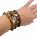 Handmade wooden beads stretch bracelets Set of 5, NEW! Photo 0