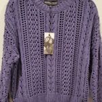 Kendall + Kylie  Denim Blue Open Weave Sweater Photo 0